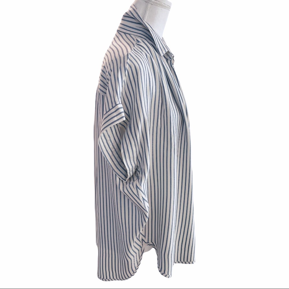 SOLD-Madewell Central Shirt in Navy/cream Ballard Stripe - Picture 9 of 11